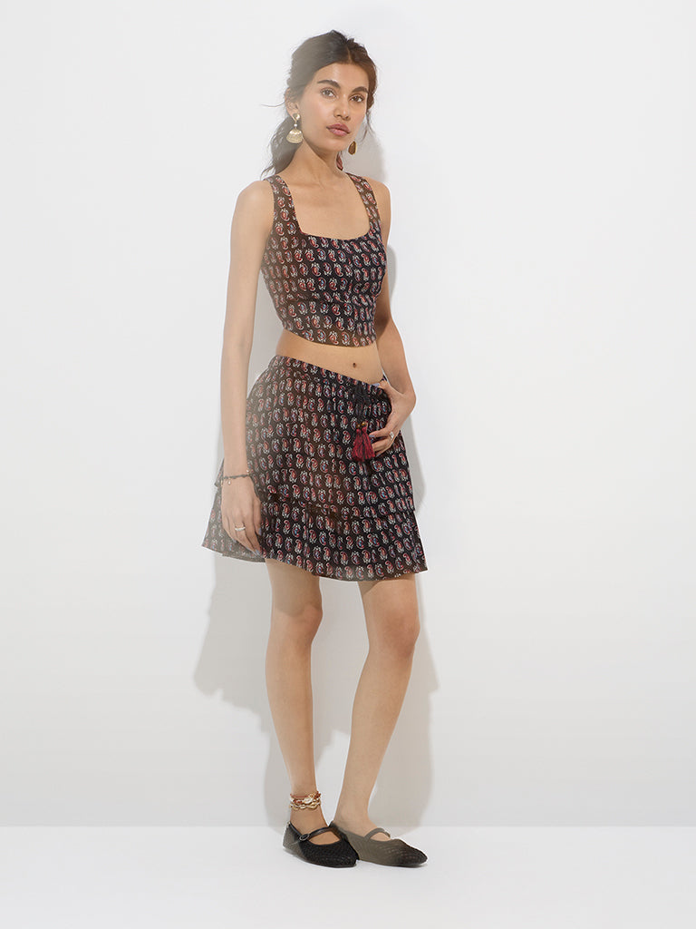 Bombay Paisley Black Paisley Pattern Cotton Top - Image 2