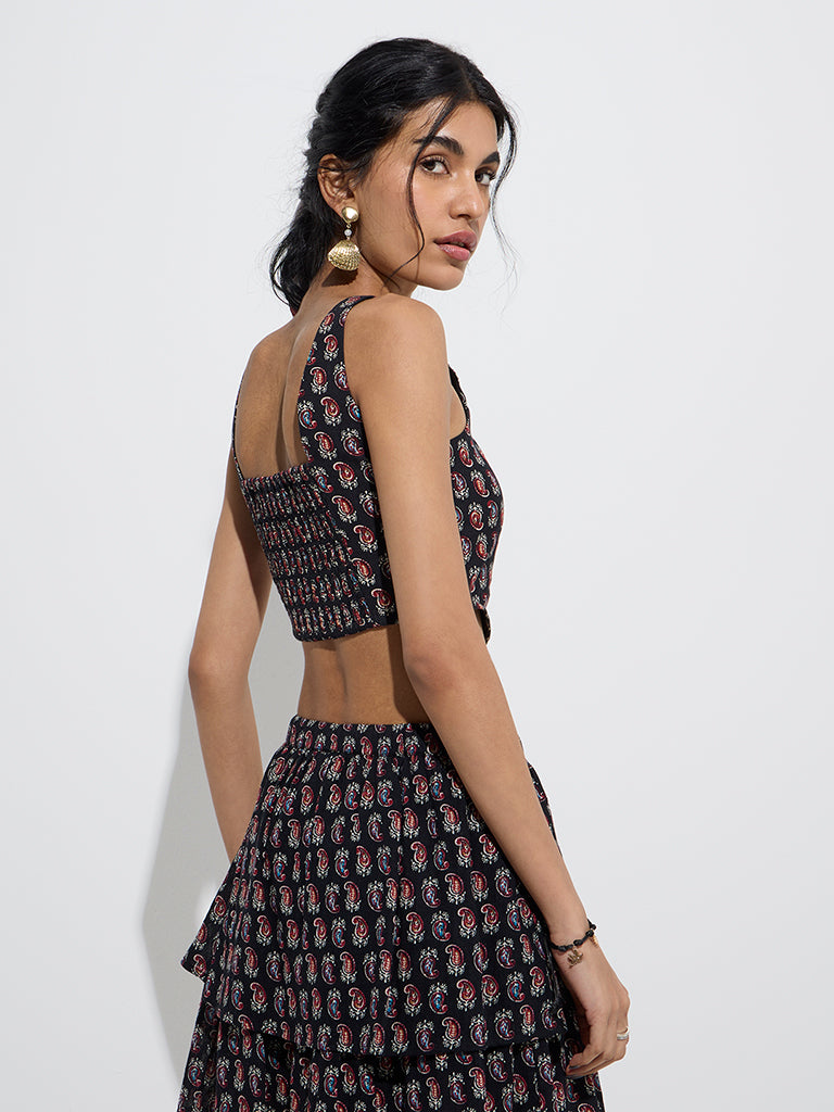 Bombay Paisley Black Paisley Pattern Cotton Top - Image 4