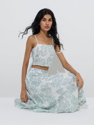 Bombay Paisley Sage Botanical Printed Cotton Top