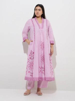 Diza Lilac Tribal-Inspired Cotton A-Line Kurta