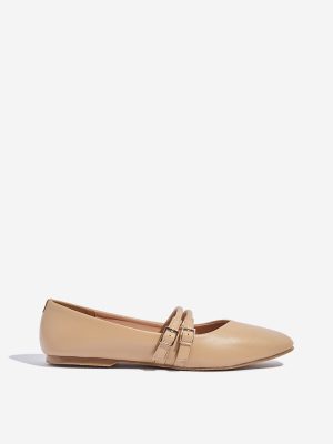 LUNA BLU Beige Dual-Strap Mary Jane Shoes