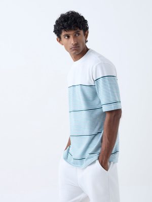 WES Lounge Turquoise Relaxed-Fit Cotton-Blend T-Shirt