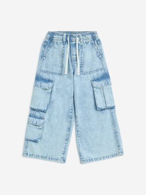 HOP Kids Light Blue Faded Relaxed-Fit Mid-Rise Jeans