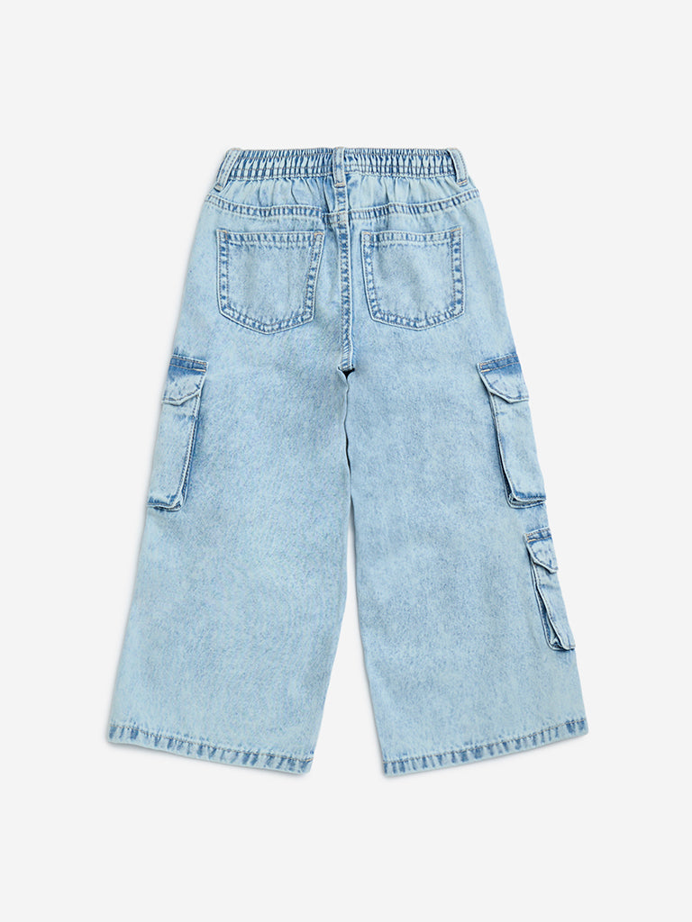 HOP Kids Light Blue Faded Relaxed-Fit Mid-Rise Jeans - Image 2