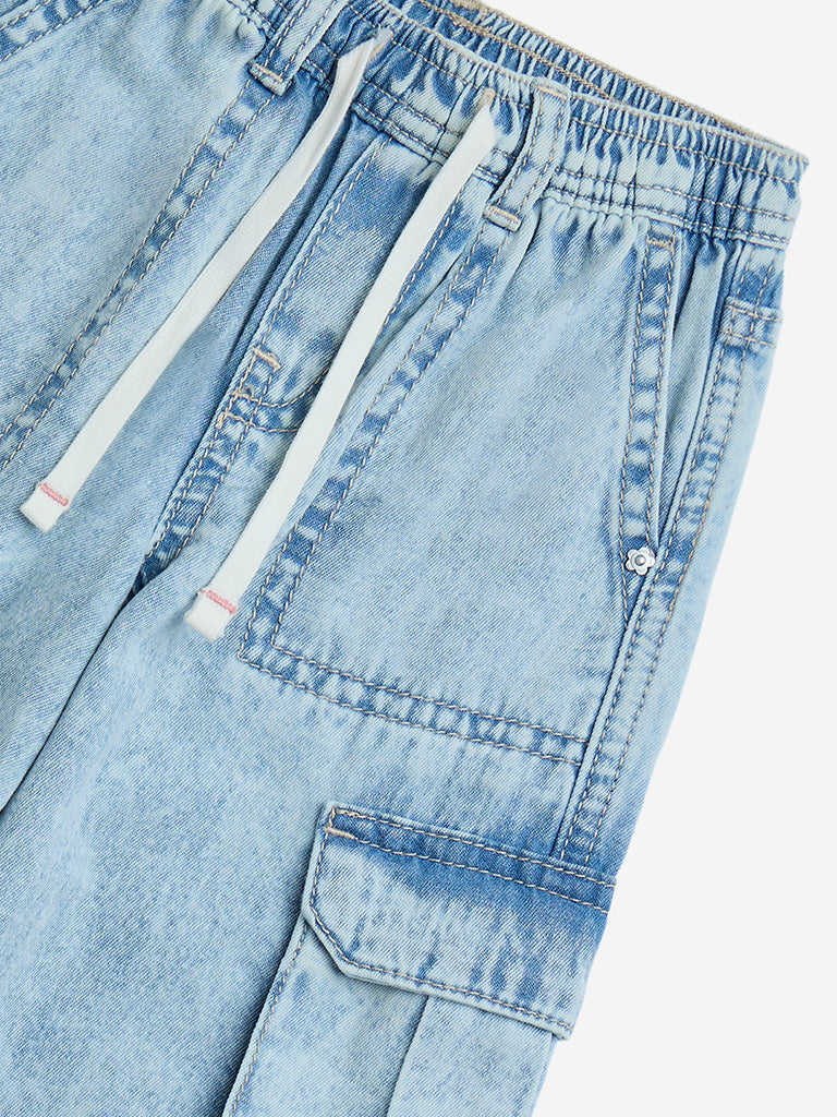 HOP Kids Light Blue Faded Relaxed-Fit Mid-Rise Jeans - Image 3