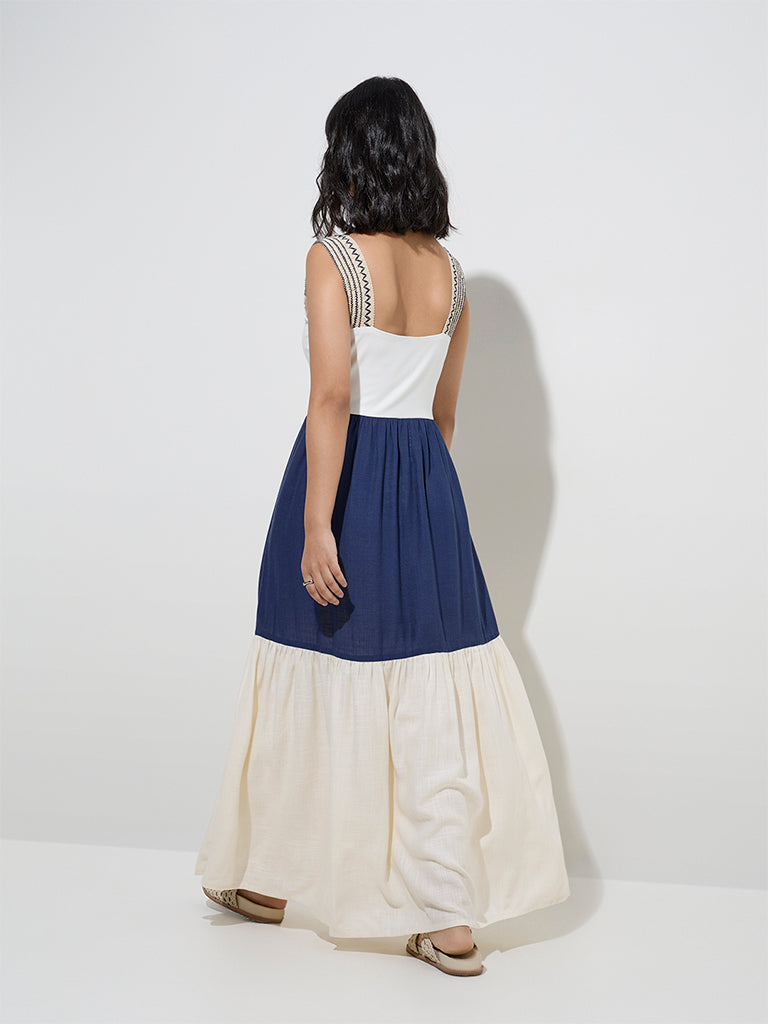LOV Off-White Colour-Blocked Tiered Dress - Image 4