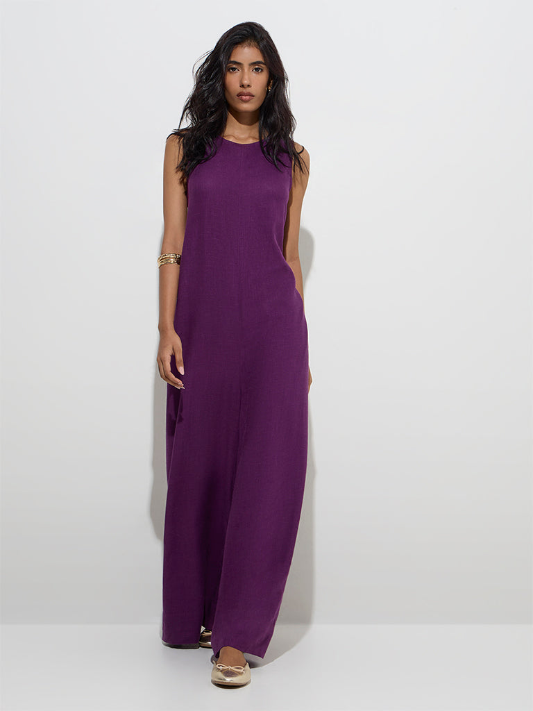 LOV Purple Solid Jumpsuit - Image 2