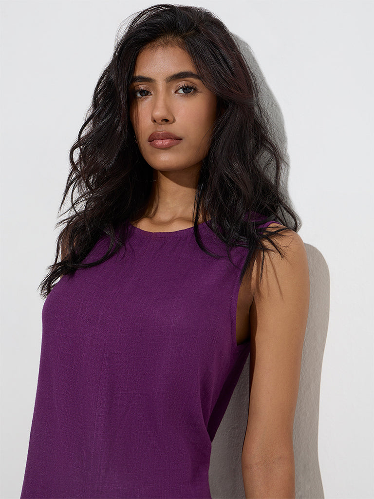 LOV Purple Solid Jumpsuit - Image 3