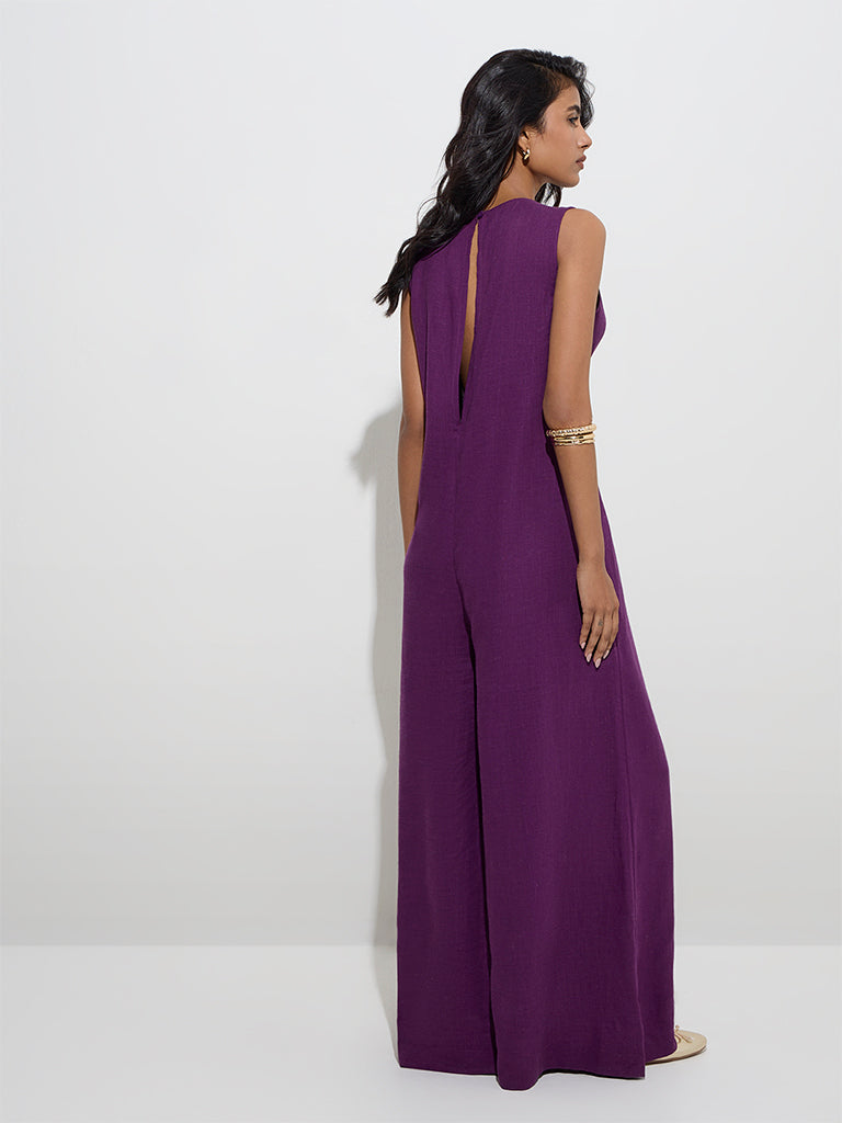 LOV Purple Solid Jumpsuit - Image 4