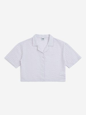 Y&F Kids Lilac Checkered Cotton Shirt