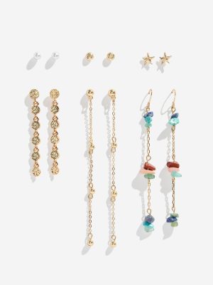 Westside Accessories Multicolour Studs and Dangler Earrings Set - Pack of 6