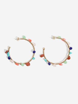 Westside Accessories Multicolour Gemstones Wrapped Hoop Earrings