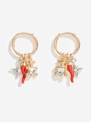 Westside Accessories Gold Multi Charm Hoop Earrings