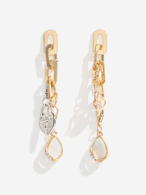 Westside Accessories Gold Multi Charm Dangler Earrings