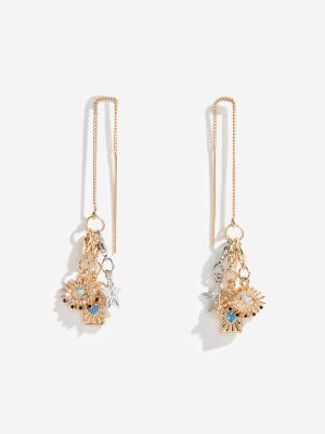 Westside Accessories Gold Multi Charm Dangler Earrings