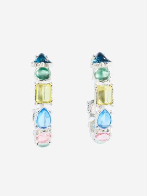 Westside Accessories Multicolour Gemstone Hoop Earrings