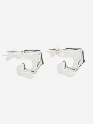Westside Accessories Silver Molten Half Hoops Earrings