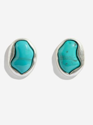 Westside Accessories Turquoise Big Gemstone Stud Earrings