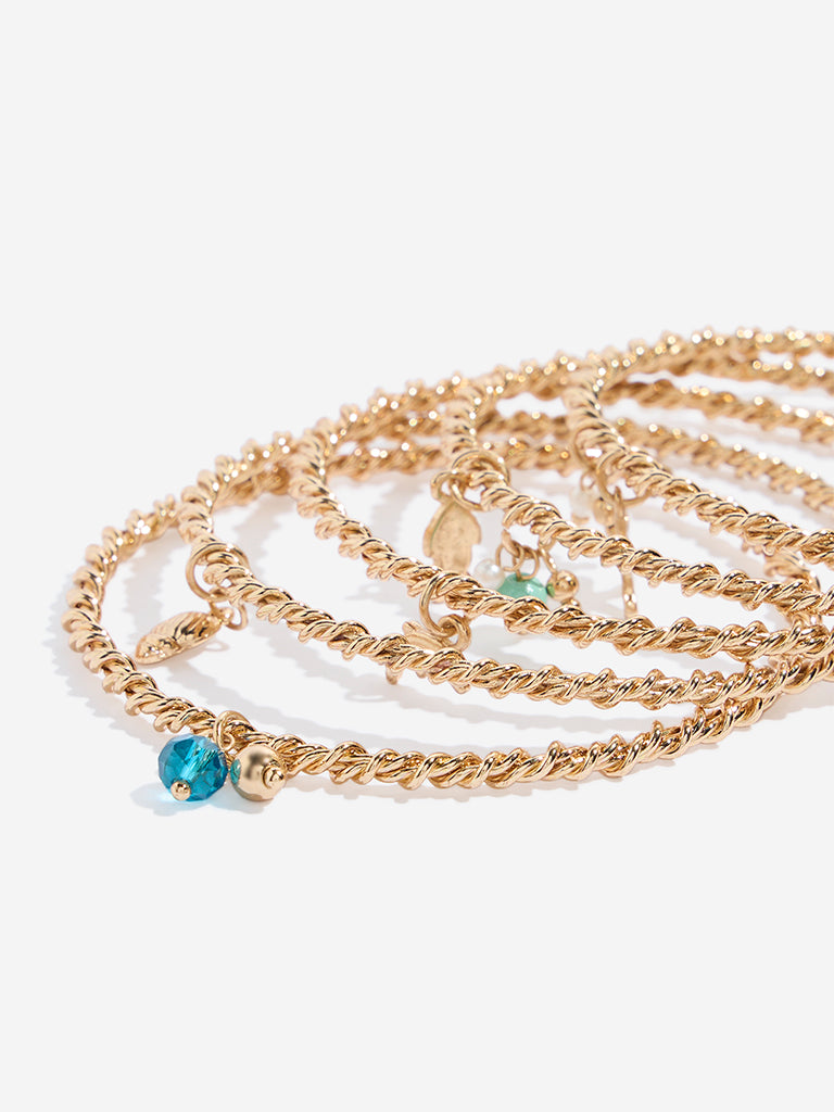 Westside Accessories Multicolour Sea Charm Bangles Set - Pack of 5 - Image 3