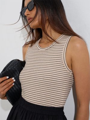 Wardrobe Beige Stripe Printed Top