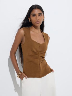 Wardrobe Taupe Ruched Top