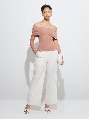 Wardrobe Light Brown Off-Shoulder Top