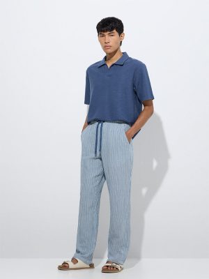 ETA Indigo Striped Relaxed-Fit Mid-Rise Cotton Chinos