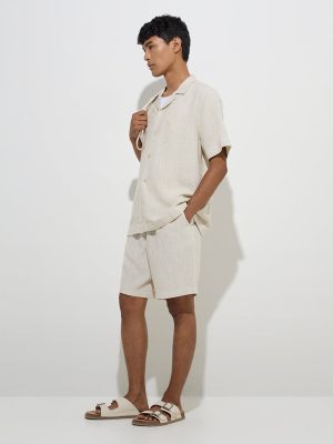 ETA Beige Relaxed-Fit Cotton-Blend Shirt