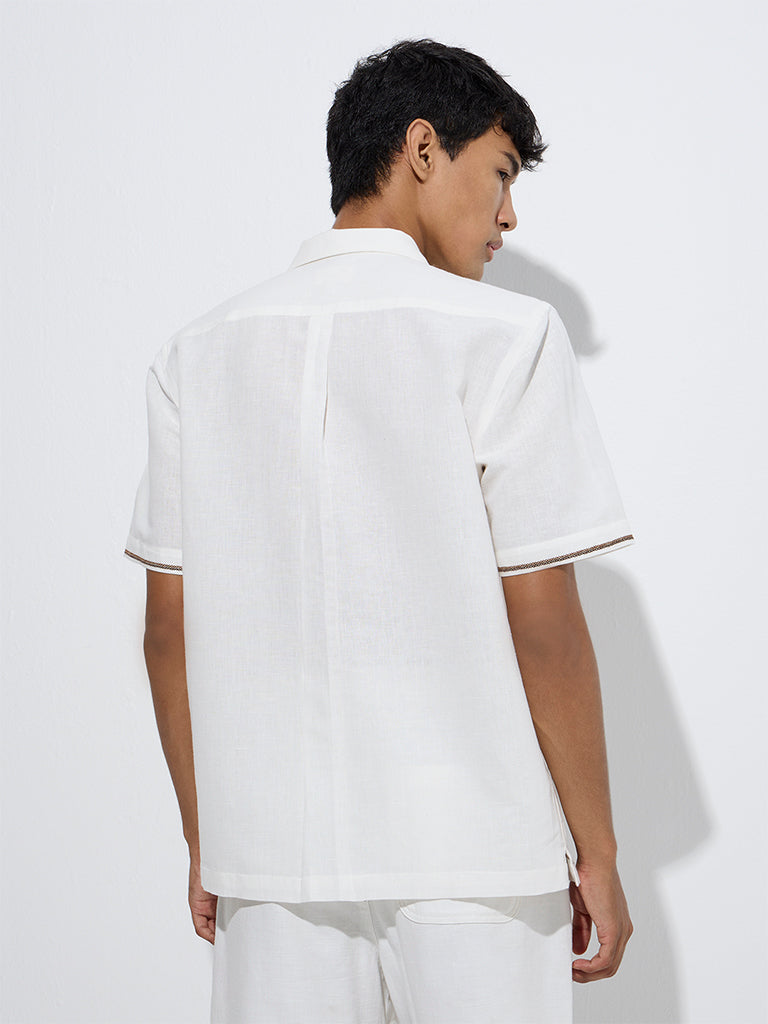 ETA White Embroidered Relaxed-Fit Linen Shirt - Image 4