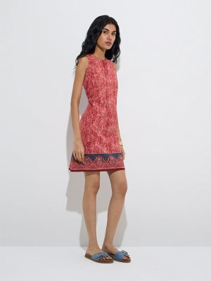 Bombay Paisley Red Printed Cotton-Blend Shift Dress