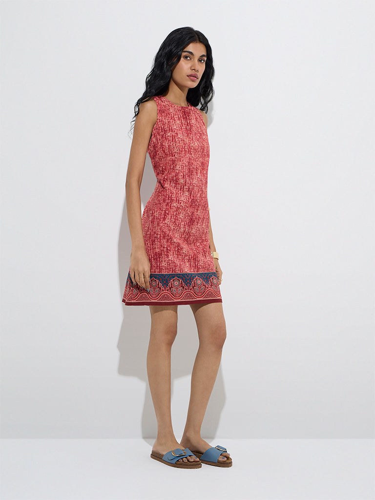 Bombay Paisley Red Printed Cotton-Blend Shift Dress
