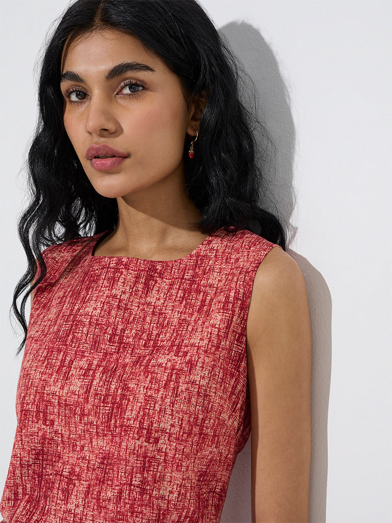 Bombay Paisley Red Printed Cotton-Blend Shift Dress - Image 3