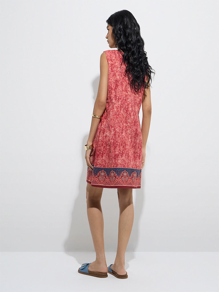 Bombay Paisley Red Printed Cotton-Blend Shift Dress - Image 4