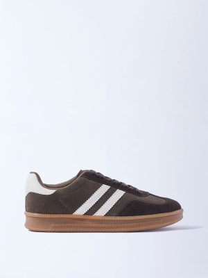 SOLEPLAY Dark Brown Striped Lace-Up Sneakers
