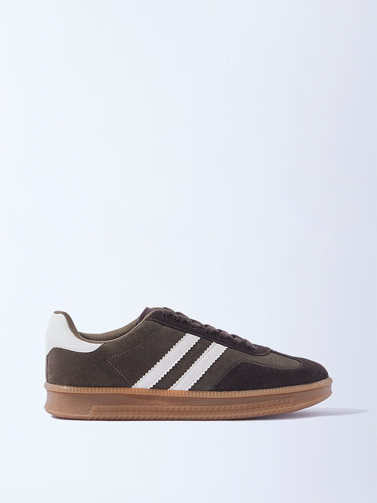 SOLEPLAY Dark Brown Striped Lace-Up Sneakers