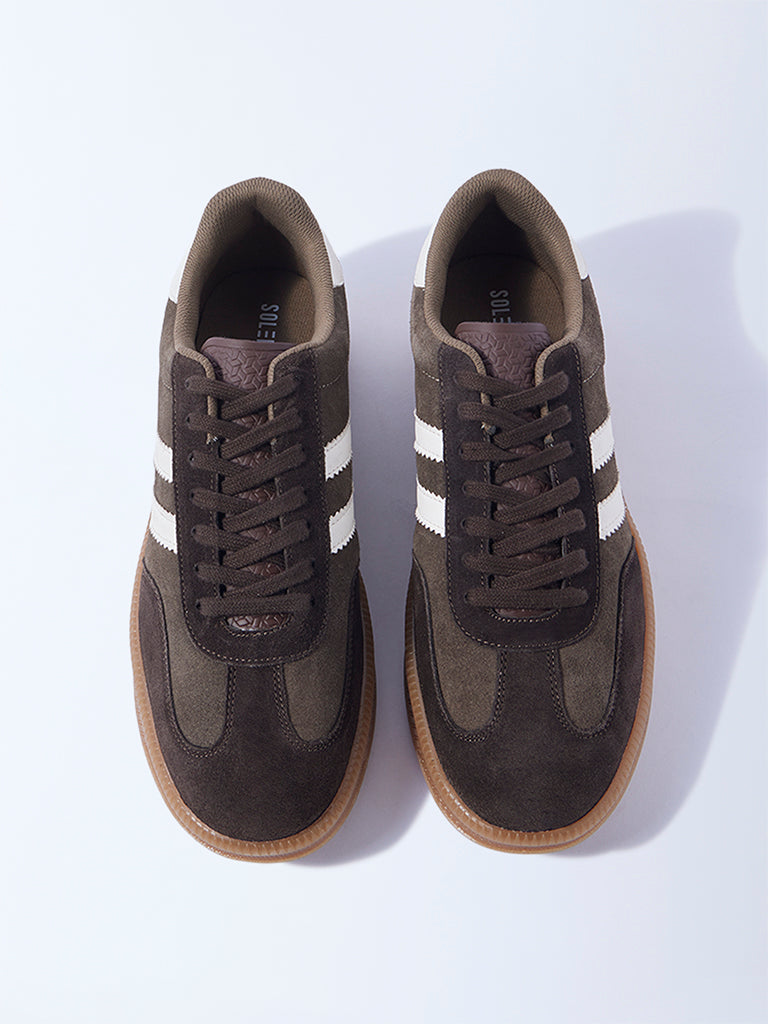 SOLEPLAY Dark Brown Striped Lace-Up Sneakers - Image 2