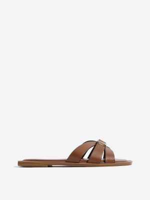 LUNA BLU Brown Multi-Strap Slides