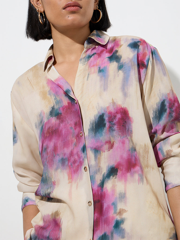 Wardrobe Multicolour Smudge Printed Shirt - Image 3