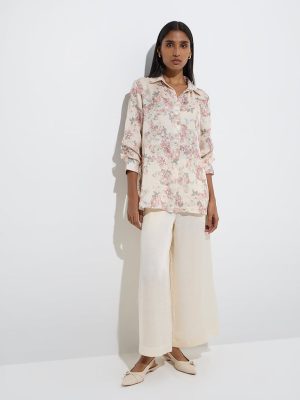 Zuba Beige Solid Palazzos