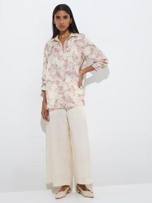 Zuba Beige Floral Pattern Tunic