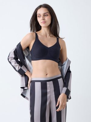 Wunderlove Black Floral Lace Invisible Padded Bra