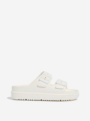 LUNA BLU White Dual-Strap Slip-On Sandals