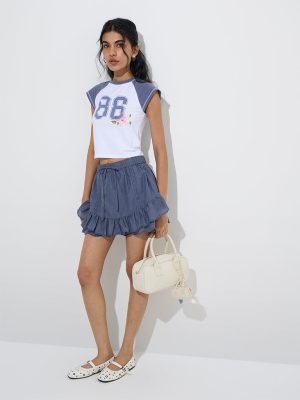 Nuon Charcoal Crochet-Detailed High-Rise Cotton Skirt