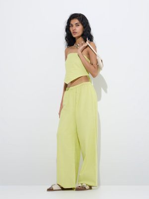 Nuon Lime High-Rise Cotton-Blend Pants
