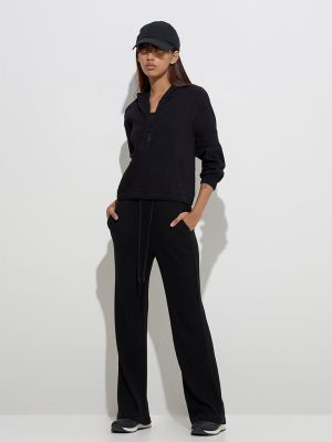 Studiofit Black Ribbed-Textured Jacket