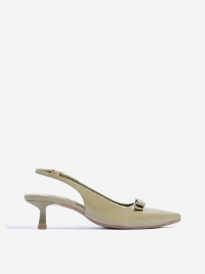 LUNA BLU Olive Bow-Detailed Slingback Mules