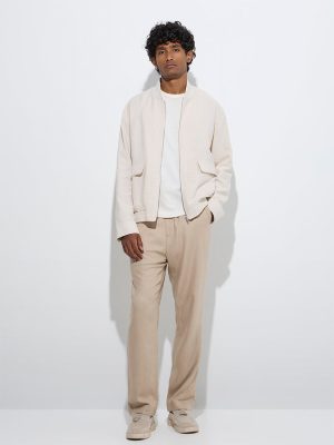 Ascot Beige Relaxed-Fit Bomber Jacket
