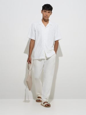 ETA Off-White Embroidered Relaxed-Fit Cotton-Blend Shirt