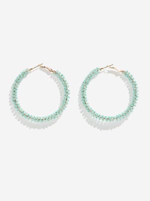 Westside Accessories Aqua Beaded Hoop Earrings