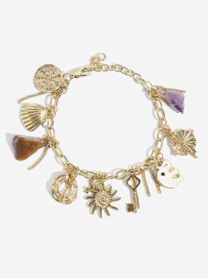Westside Accessories Gold Multi-Charms Statement Bracelet